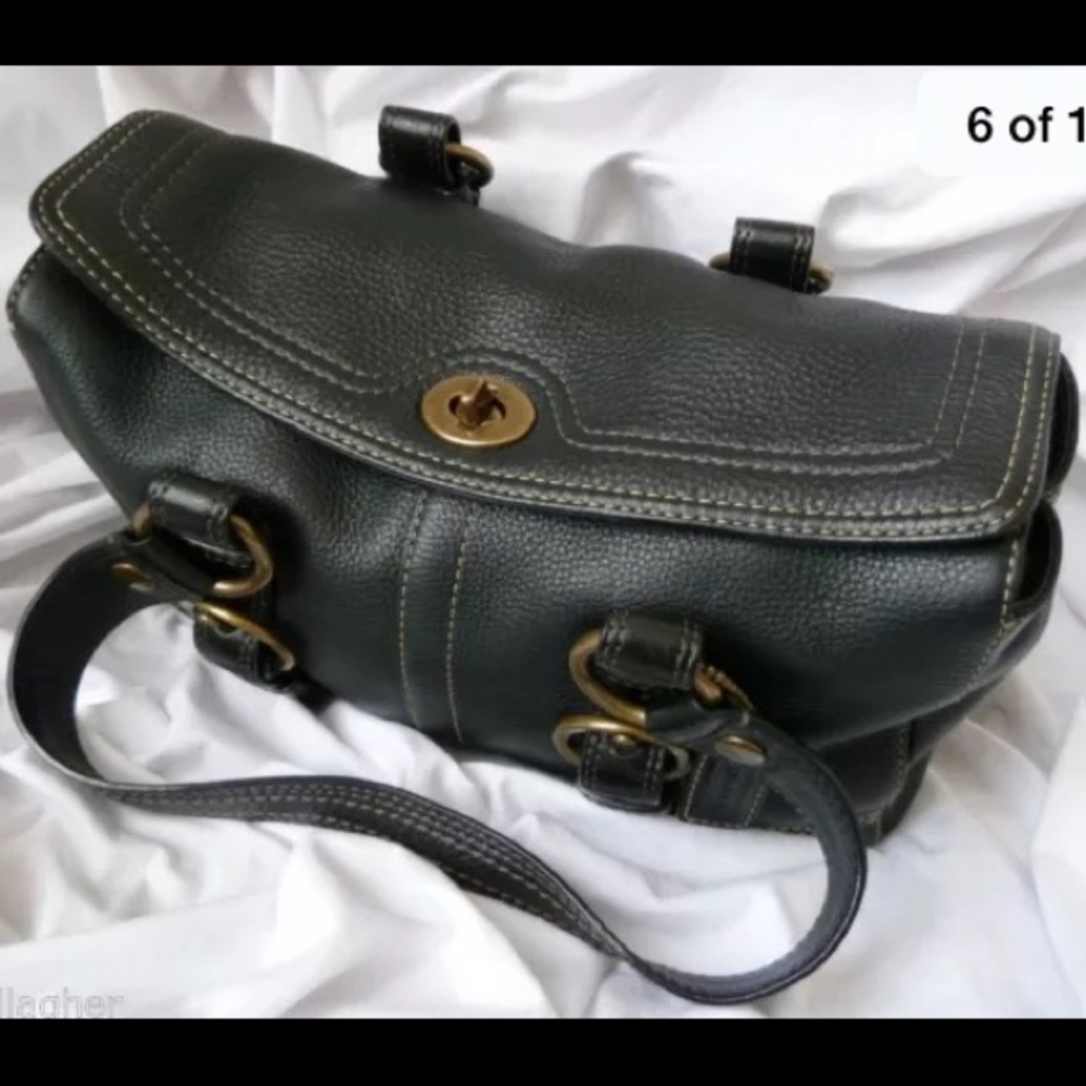 COACH Chelsea Black Pebbled Leather Satchel/Tote - Picture 7 of 8